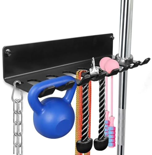 BRTGYM Gym Rack Organizer, Home Gym Zubehör Aufhänger, Wandhalterung Haken für olympische Langhanteln, Reihengriffe, Schläger oder Werkzeuge (E-Book Anleitung im Lieferumfang enthalten)