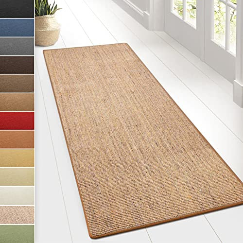Sylt Sisal Rug - Floor Rug, Woven Natural Fibre Area Rug for Home Bedroom & Living Room (80 x 200 cm, Cork)