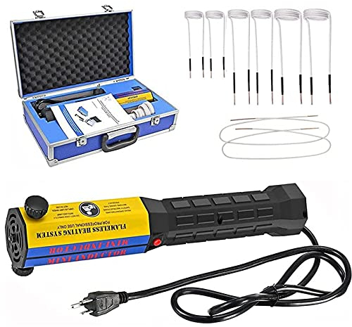 YNITJH Magnetische Induktionsheizung 1000W Hand kit,mit 8 Spulen und Aluminiumlegierungsbox Flammenlose Heiztechnologie,700 ℃ mit schneller Erwärmung,zum Heizen von Muttergetriebelagern,110V