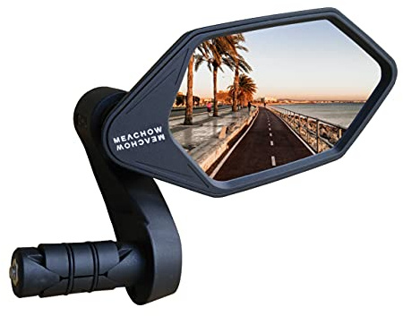 MEACHOW 2022 New Bar End Bike Mirror, Crystal UHD Automotive Grade Glass Lens E-Bike Mirrors, Scratch Resistant, Safe Rearview Mirrors, (Silver Right Side) ME-022RS