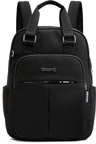 VARLIVOO Mujer Mochila con USB Puerto Mochila 13 Pulgadas Portátil Universitaria Mochila de Mujer Escuela Viajar Colegio Cámping Impermeable Poliéster Negro