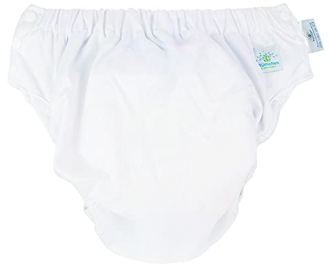 Blümchen - Kinder & Erwachsenen Stoffwindel (Inkontinenzslip mit Druckknöpfen) - Weiß Größe M (Erwachsene) | Bundweite 85-125 cm
