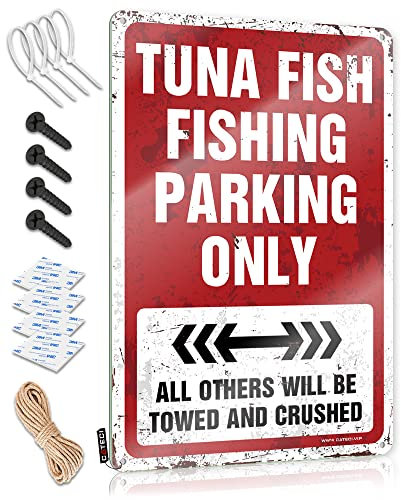 Lustiger Spruch Blechschilder Thunfisch Fisch Angeln Parken Nur Blechschild Bar Rules Schild Teens Stuff (Größe: 30 x 40 cm)