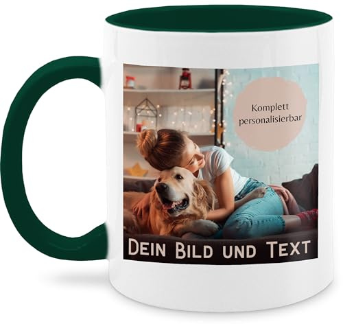 Tasse Tassen 325ml - eigenem - Foto Bild Geschenk I Dein Bild und Text - 325 ml - Dunkelgrün - fototasse customized mug with photo selbst drucken logo kaffeebecher bildtasse freundschaftstasse