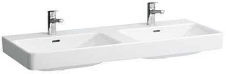 LAUFEN PRO S Doppelwaschtisch, 3 Hahnlöcher, mit Überlauf, 1200x460mm, H814966A001081, Farbe: Weiß mit LCC Active