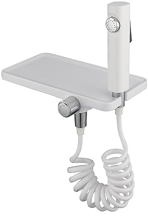 SWHC Bidet Handbrause Weiß Bidet Handbrause für Toilette mit Regal Bidet Brause Kein Schlagen Handbrause Toilette Geeignet für Die Reinigung Von Frauen, Haustieren und Babywindeln Wc Dusche