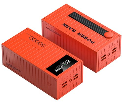 Aspetto del contenitore Ricarica rapida Power Bank da 50000 Mah Alimentatore mobile da campeggio esterno di grande capacità 66Wpd20W,Red-50000mAh