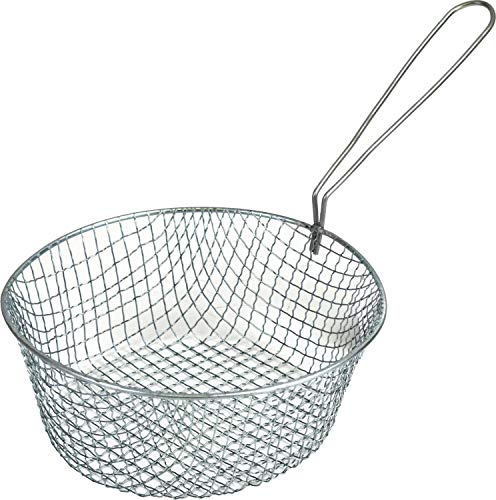 Sterling Ventures UK Ltd Deep Fryer Basket Chip Lifter Serving Fries Onion Ring with Handle Serving Basket (Chip Basket 8 Inch)