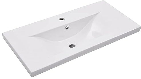 Homgoday Built-in Washbasin 81 x 39.5 x 18.5 cm White Ceramic Home Furniture Indoor Outdoor Living Room Bedroom