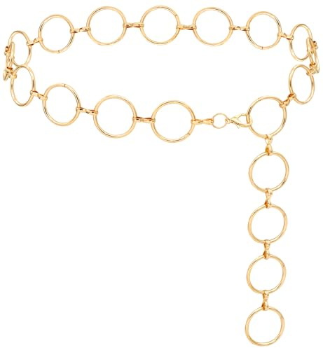 LIMHOO Metal Waist Chain for Women Chunky Belly Link Chain Belt for Dresses (Gold 1 L)