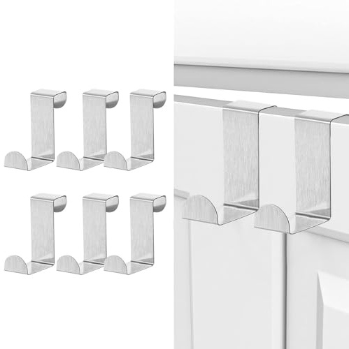ZEACCT 6 Stück Z-Förmiger Edelstahl Türhaken, Multifunktionaler Türhaken, Kleiderhaken aus Edelstahl, für Handtücher, Bademäntel, Kleiderschränke, Schlafzimmer, Badezimmer, Küchen