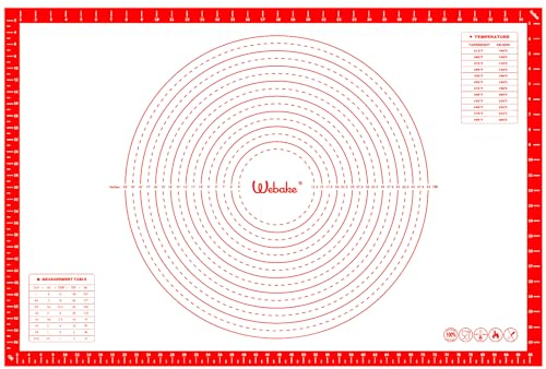 Webake Backmatte Silikon Groß 90 x 60 cm Silikonmatte Backen Rutschfeste Backunterlage Silikon Matte Küche Teigmatte mit Messung für Fondant Gebäck Pizza Brot