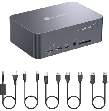 AV Access Dual Monitor KVM Docking Station for Laptop & Desktop, USB C KVM Switch with Dual HDMI 4K@60Hz, 60W Charging, Ethernet, EDID, All-Aluminum Body, 12-in-1 Dock for Home Office Workstations