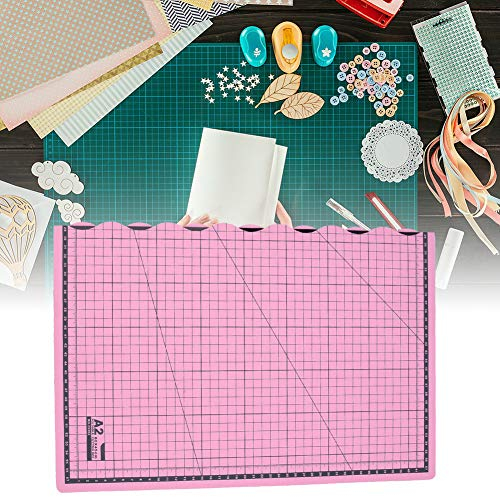 Emoshayoga planche à découper Tapis de Coupe Pliable A2 Auto-cicatrisant, Ligne de Quadrillage, Tissu Cuir, Tapis d'Artisanat, Rose