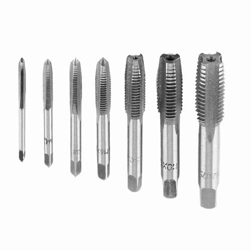 BORDSTRACT Gewindebohrer-Set metrisch M3 bis M12, Schneidwerkzeuge aus Stahl für präzises Gewindeschneiden in Holz Kunststoff und Metall