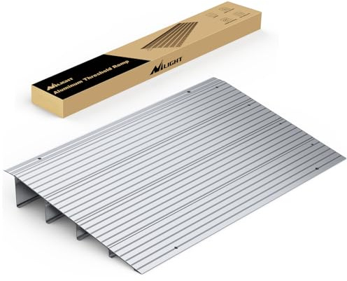 Nilight Door Threshold Ramp, 4 Rise Portable Aluminum Wheelchair Door Entry Ramps for Sheds Doorways Home Steps
