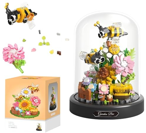 Insect Animals Bee Flowers Mini Building Sets for Adults Boys Girls 12+ | 588PCS Botanical Plant STEM Toy Model Home or Office Collection Decor Gifts for Teens (With Dust Cover & Challenging)