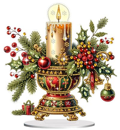 Generisch Diamond Painting Tischdeko, Weihnachten Aufsteller, 5D Bastelset, Tisch Deko für Schlafzimmer Wohnzimmer - Weihnachtskerze
