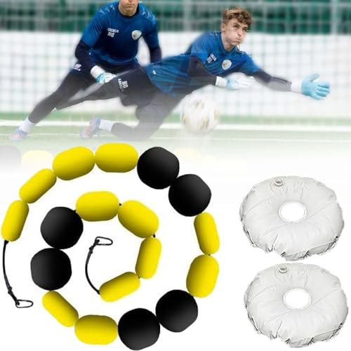 SUCRFXJ Torwart-Trainingsausrüstung, 2,75 m Langer Einleinen-Ablenker for Reflex- und Beweglichkeitstraining, Torwart-Ablenkungsausrüstung mit 2 Wasserbeuteln, Fußball-Fußball-Trainingshilfen