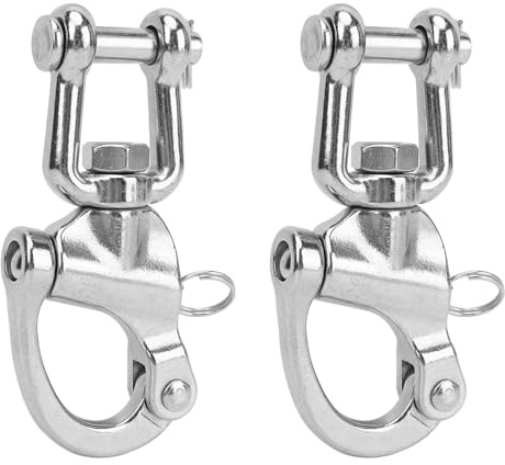 Psytfei Snap Shackle 2PCS Swivel Eye Snap Shackle 316 Stainless Steel Jaw Swivel Snap Shackle Universal Quick Release Snap Hook for Sailboat Rigging (128mm)