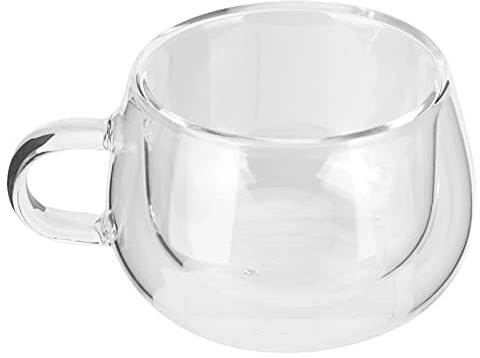 NOENNULL Tazza da caffè in vetro a doppia parete da 150 ml, tazza da caffè trasparente con manico, tazza per caffè espresso in vetro, per latte, cappuccino, bustine di tè, bevande calde e fredde