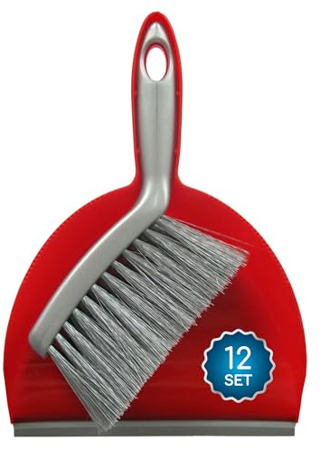 Tonkita | Spazzola e Paletta Mini Set con Meccanismo ad Incastro per Sporco Minuto e Briciole, Paletta e Scopino per Davanzali, Tavoli e Angoli, Set Salvaspazio - Confezione da 12 Set