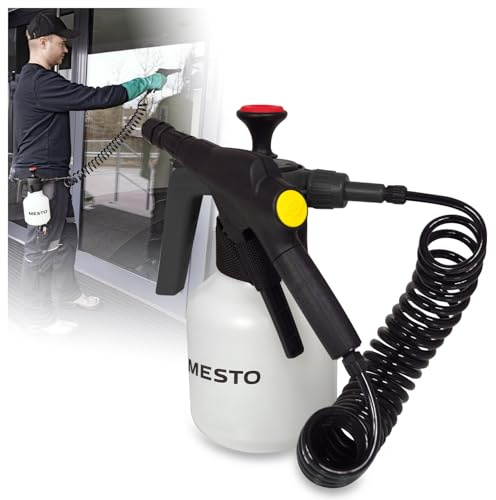 MESTO Belt HELD Plus 1.5 Drucksprüher 1,5L | Pumpsprühflasche 3 Bar | Gürteltragbare Sprühflasche Industrie | Drucksprühgerät für Säure, Reinigungsmittel & Desinfektion | Ölsprüher | Flachstrahldüse