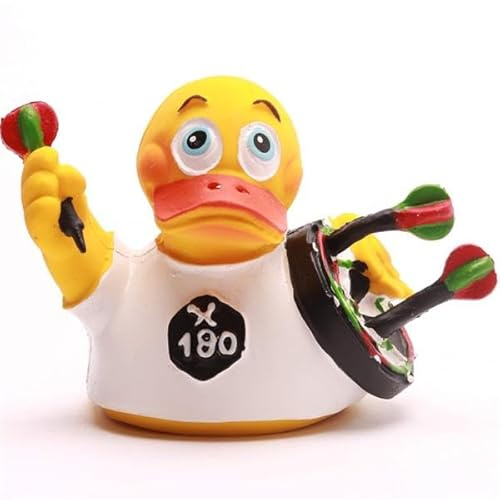 Duckshop I Badeente Darts I Quietscheente L 8cm I Quietscheentchen I Geschenk für Sport-Fans I Präsent Sammler