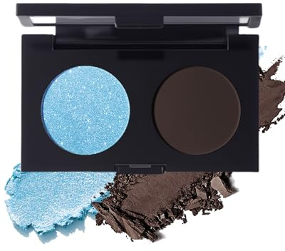 Palette de Fards à Paupières Mats à Paillettes, 2 Couleurs Ombre a Paupiere Bleu Gris, Imperméable et Durable, Hautement Pigmentée Maquillage des Yeux Scintillant Pour Filles et Maquillage Femme-05