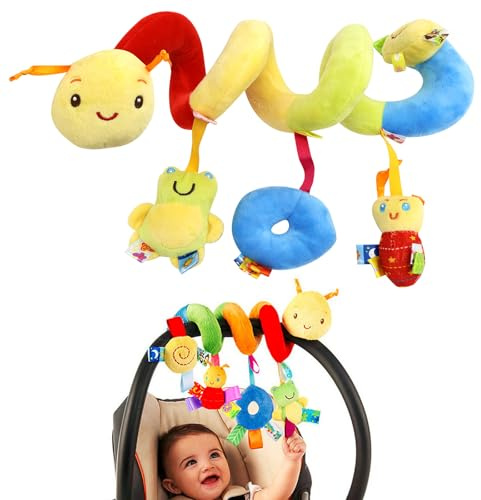 Jouet pour bébé - Spirale d'activité - Chaîne de poussette - Jouet à suspendre - Jouet pour lit de bébé - Jouet en peluche pour tout-petits garçons et filles de 1, 2, 3, 4, 5, 6 mois