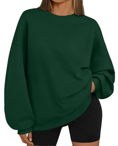 Womens Casual Top Work Long Sleeve Tops Woman Winter Wrap Tunic Polyester Sweatshrit Women Fit Crewneck Coloured Green M