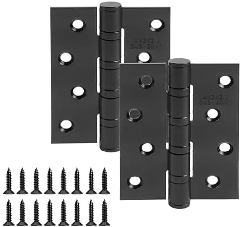 Door Hinges 304 Stainless Steel Ball Bearing Heavy Duty Door Hinges, 4 Inch 102MM, Black 3 Pair