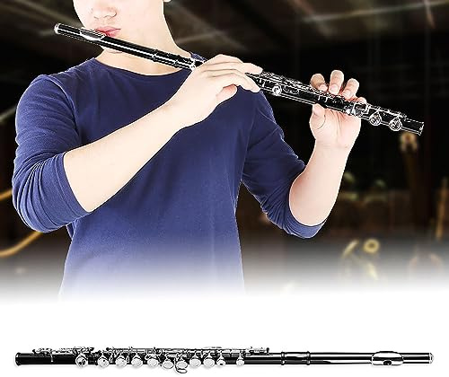 Fockety C-Flöte, Geschlossenes Loch, 16-Tasten-Flöte, C-Taste, 16-Loch-Messingflöte-MIT Aufbewahrungskoffer, Reinigungstuch, Handschuhen, Messsingrohr-Resonanz-Musikinstrument Föer Freundlicher,