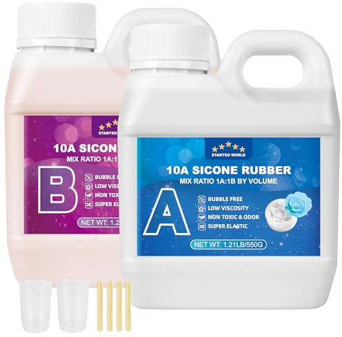 Silicone per Stampi 10A, Silicone Liquido per Moulage, 1:1 per volume, Non Tossico, Perfetto per la Realizzazione di Resine, Moulage, Cera, Intonaco（Arancione,1,25KG）