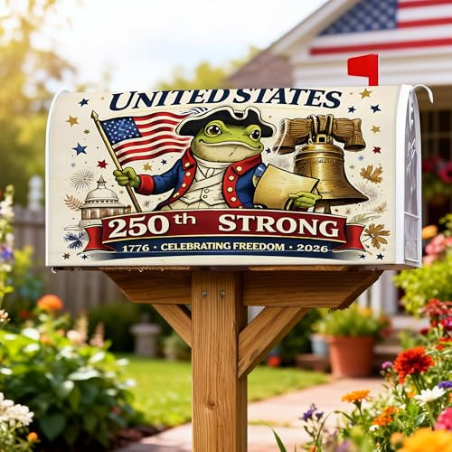 Copertura magnetica per cassetta postale anfibia, motivo patriottico festivo, con campana, giorno dell'indipendenza, copertura rossa per cassetta della posta, decorazione per esterni, 45,7 x 53,3 cm