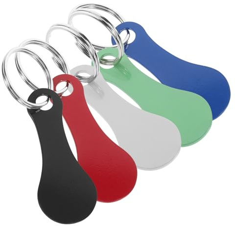 Toyvian 5pcs Shopping Trolley Token Keychain Set, Stainless Steel Cart Coin Holders Pendant, Portable Metal Key Rings for Grocery Shopping and Daily Use