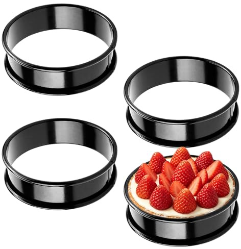4PCS Crumpet Rings, Stainless Steel Egg Rings for Frying, Crumpet Rings Non Stick, Easy to Clean, Baking Cooking Cookie Rings for Muffins, Eggs, Pastry and Kitchen Cooking (Black)