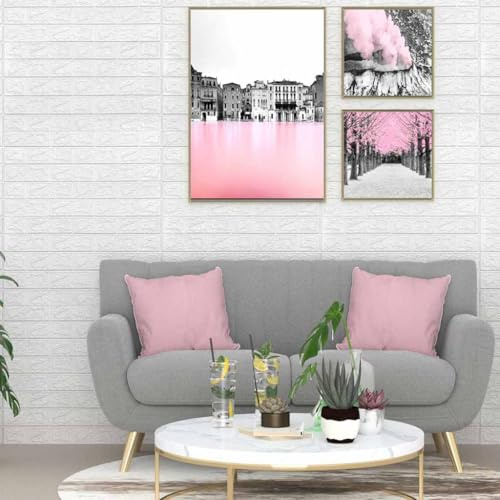 LoogCape Selbstklebende 3D Ziegelstein Tapete Weiß 10 Stück Wandgestaltung für Wohnzimmer Schlafzimmer Küche Flur Badezimmer Büro Modernes Design