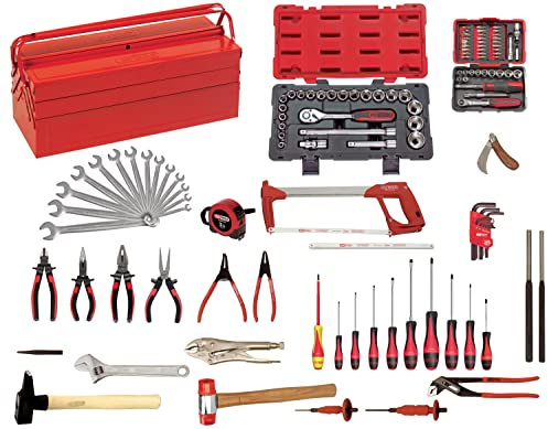 KS Tools 911.0131 - Composition d'outils pour la mécanique générale - Caisse à outils métallique incluse - 131 pièces