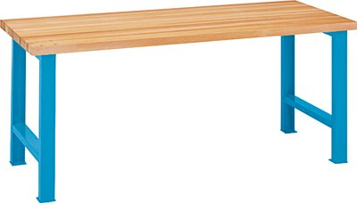 LISTA Werkbank, 2 Füße, Bucheplatte 50 mm stark, BxTxH 1500x800x850 mm, RAL 7035 lichtgrau