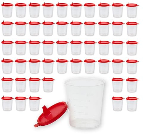 Medi-Inn Urinbecher/Probenbecher mit Schnappdeckel ROT, 500 Stück, auslaufsicher & gefriertauglich, 125 ml Fassungsvermögen, Skala bis 125 ml, beschriftbar