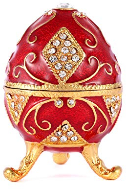 QIFU Easter Egg Series Hand Painted Hinged Jewelry Trinket Box, Unique Gift Home Decor
