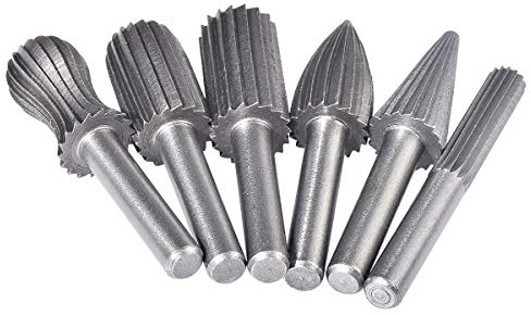KATUR Rotary File Burr Cutter, Cylinder Tungsten Carbide Round Rotary File Cutter, 6mm Round Shank Engraving Grinding Drill Bit, 12.7mm Cutting Diameter for Rotary Tool