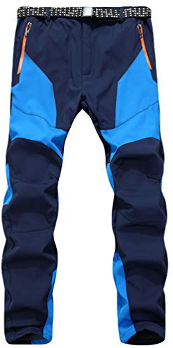 Angyu Unisex Softshell Pantalones de Montaña Senderismo Impermeables Outdoor Termico Pantalones de Lana Sintético Forrada