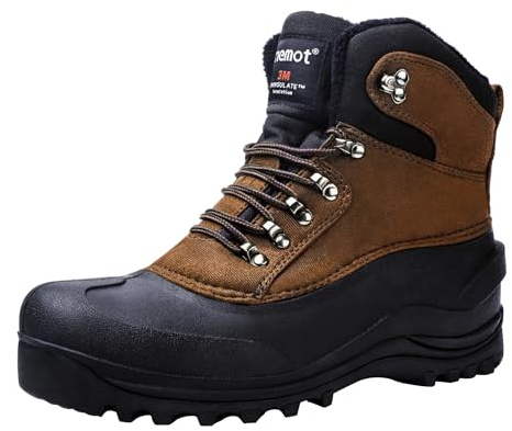 riemot Bottes de Neige Homme et Femme, Bottes de Randonnée Hiver Neige Imperméable y Antidérapant Chaussures de Trekking Outdoor Confortable Chaudes Boots de Marche, Homme Marron EU 46