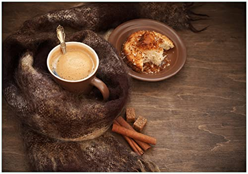 Wallario Vliestapete Fototapete Kuchen und Kaffeegenuss - Wandtapete Größe: 350 x 245 cm