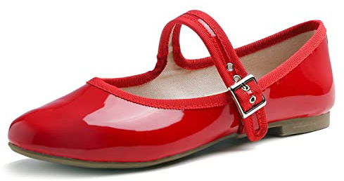 Feversole Women's Soft Breathable Mary Jane Memory Foam Cushioned Comfort Round Toe Metal Buckle Flats Walking Shoes