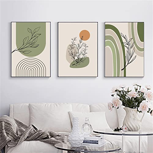 Sarah Duke 3er Set Premium Poster, Abstrakt Grün Blätter Bilder, Modern Print Kunstposter, Wandbilder für Wohnzimmer Schlafzimmer, Ohne Rahmen (50x70cm)