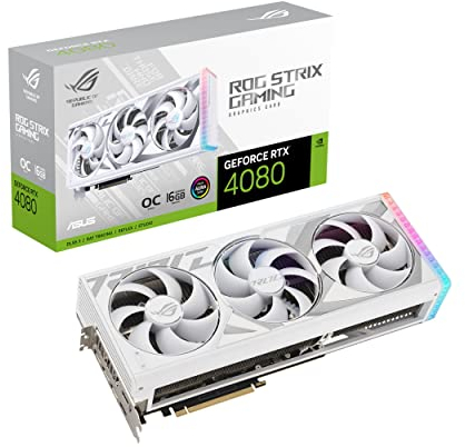 ASUS ROG STRIX NVIDIA GeForce RTX 4080 OC Edition / Blanc – Carte graphique gaming (16GB GDDR6X, PCIe 4.0, DLSS 3, HDMI 2.1a, DisplayPort 1.4a, ventilateurs axiaux)