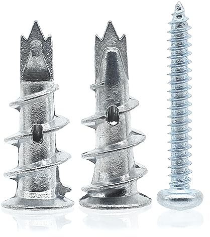 JINTANG 40 ensembles Chevilles Métalliques à Expansion avec Vis Autoperceuses(40 Vis + 40 Cheville),Chevilles pour Plaques de Plâtre,Fixations Solides pour Béton,Brique,Plaques de Plâtre et Plus